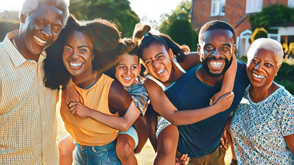 The Importance Of Financial Freedom - black African American family grandparents outdoors neighborhood family photo