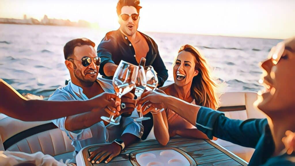 The Importance Of Financial Freedom - YACHT FRIENDS boating sailing drinking wine glasses