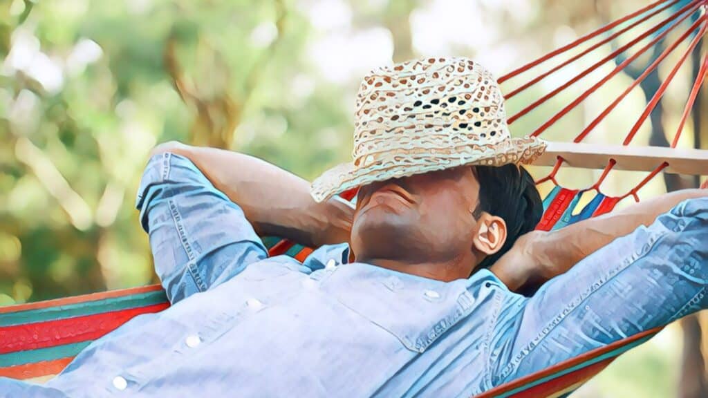11 Ways To Buy Your First Rental Property 401k man laying hammock hat over face outdoors relaxing sunshine