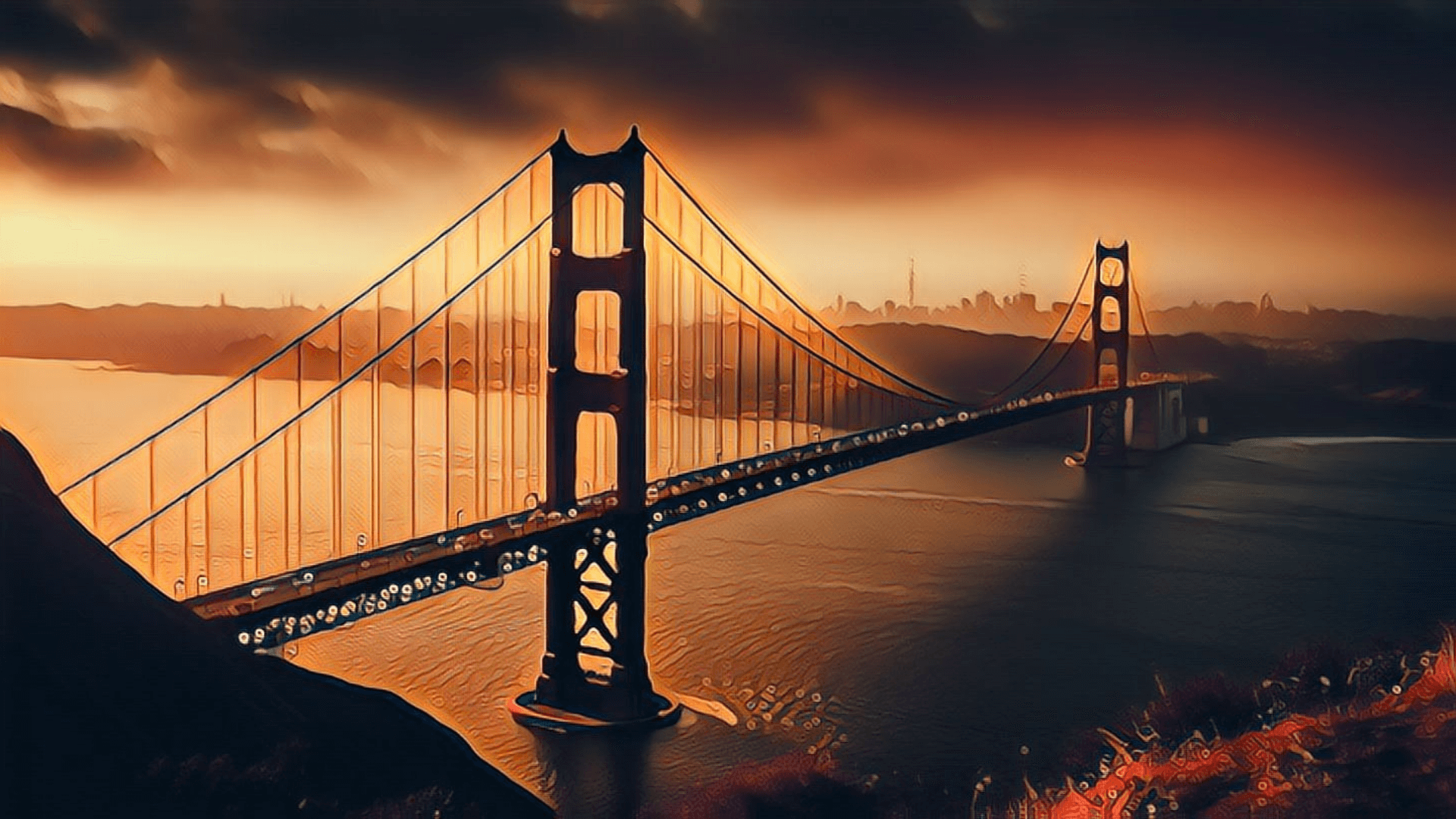 Ultimate Guide to California Real Estate Investing - San Francisco Golden Gate Bridge, brown photo-filtered dusk ariel photo, San Francisco Bay water, grass, city in distance