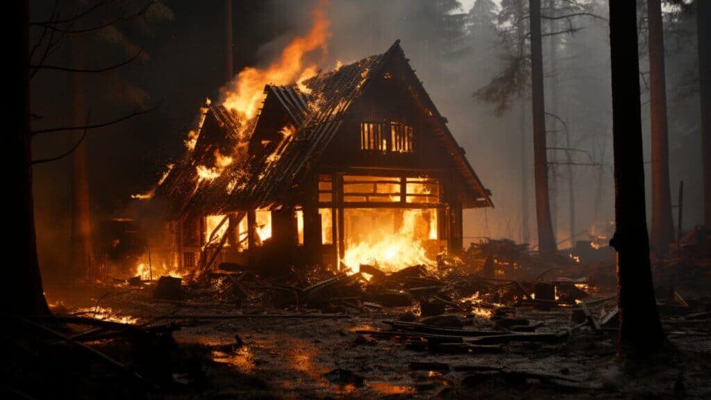 Why California is a Great State for Real Estate Investing - California wildfire, house engulfed in flames, wooded area, rural, smokey forest