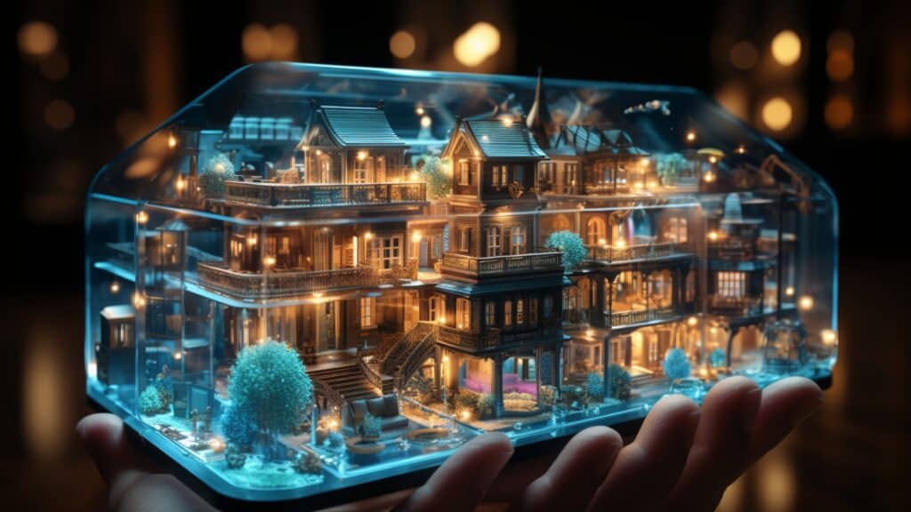 How Apple Vision Pro Could Revolutionize the Real Estate Industry - augmented reality city square being held in hand