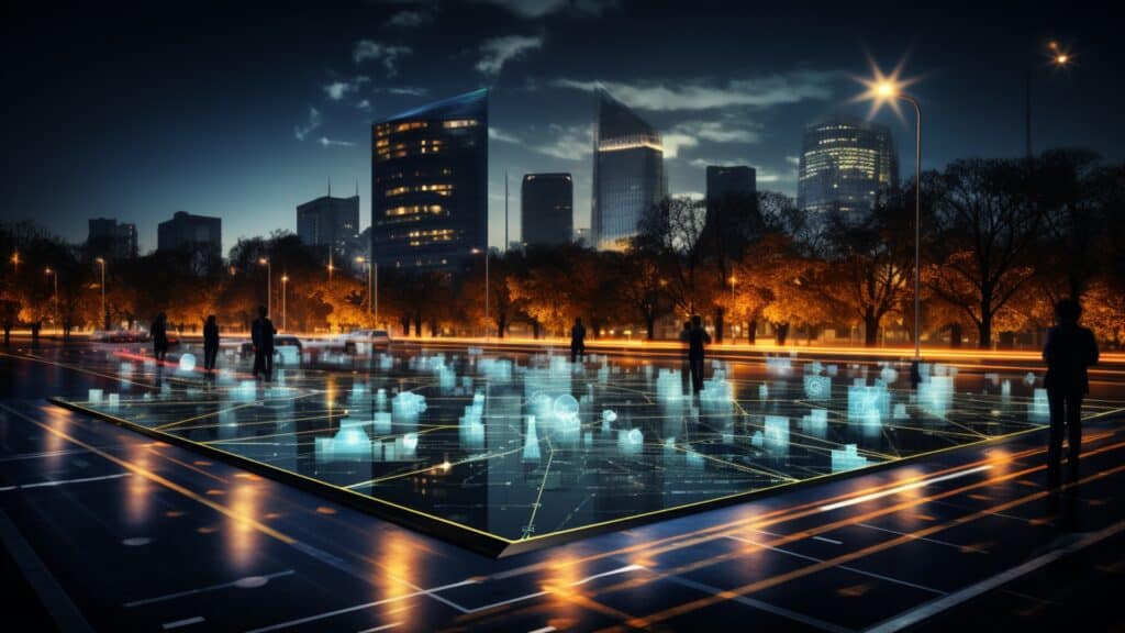 How Apple Vision Pro Could Revolutionize the Real Estate Industry - virtual city at night