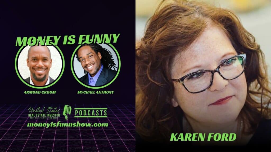 Buying a New Car with Karen Ford on the Money Is Funny podcast co-hosted by financial advisor Armond Croom and actor/comedian Mychael Anthony.