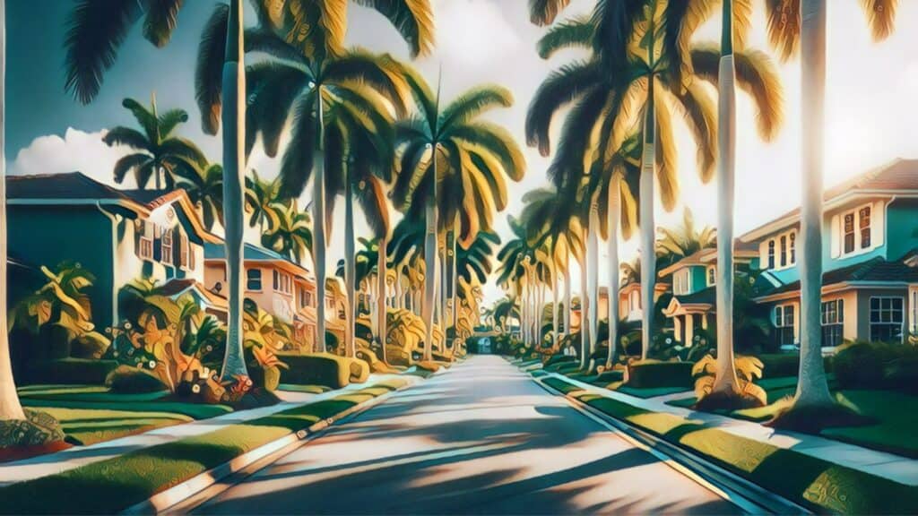 Advantages of Lake Nona Real Estate Investing (Orlando, Florida Health Hub of High Returns) - residential street lined by tall palm trees