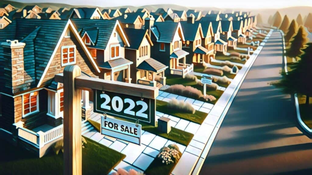 2023 Real Estate Market vs. 2022 (Comprehensive Comparison, Analysis, and Forecast) - residential neighborhood, 2022 for sale yard sign