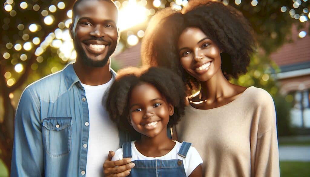 Black American Housing Crisis Hits Record Low ($1.7 Trillion to Fix 300-Year Gap) - black family smiling standing in neighborhood street