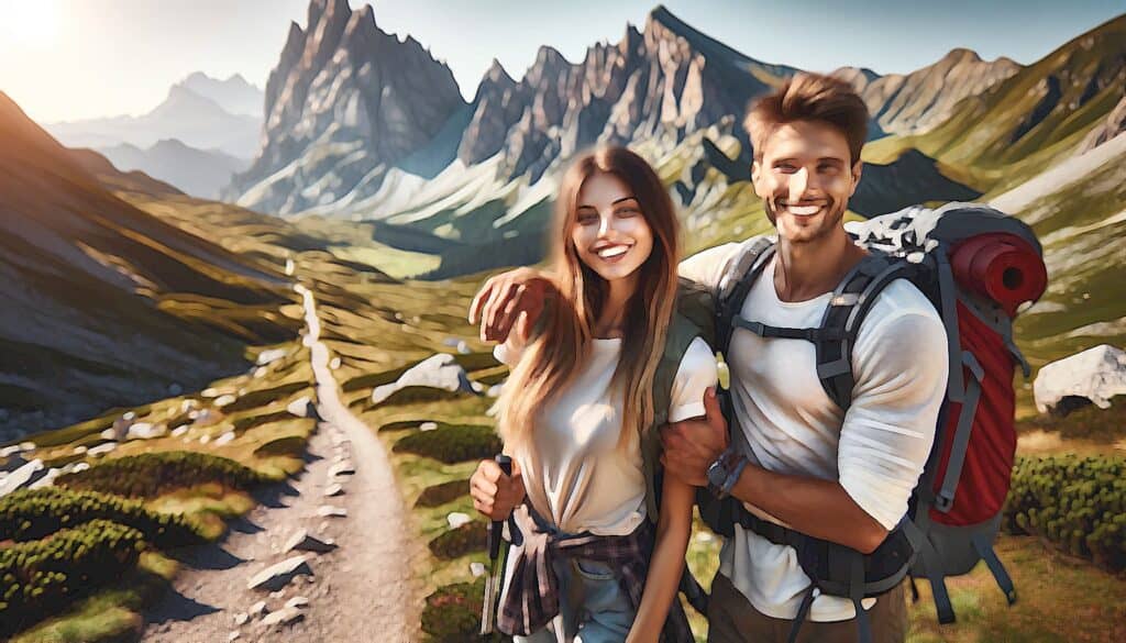 Spring Into Real Estate Investing (5 Fresh Strategies for Beginners to Get Started 2024) - couple smiling and hiking on mountain trail