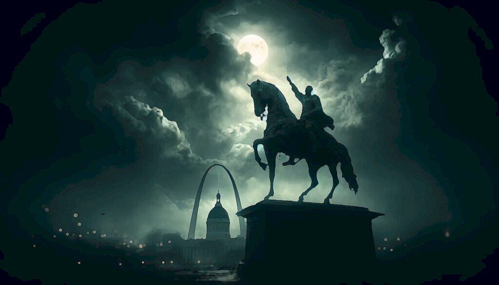The New Doom Loop (St. Louis, Missouri Downtown Decline Drags On) - Apotheosis of St. Louis horseman statue in Forest Park