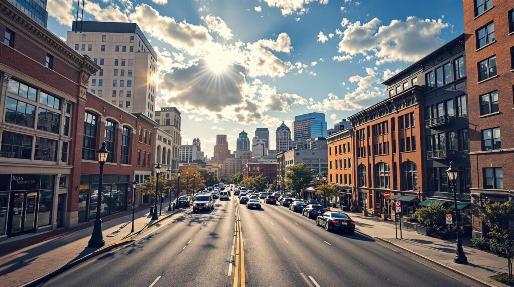 Midwest downtown street that represents the investor interest in West Downtown St. Louis