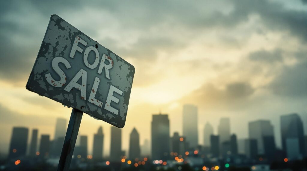 view of a gloomy city skyline as the REIT market ponders