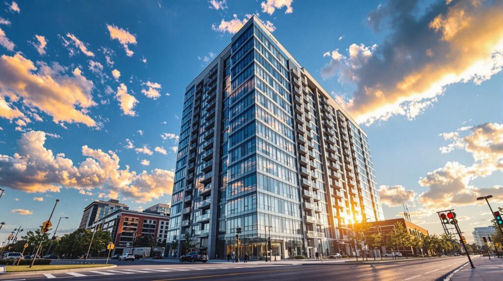 large Indianapolis, Indiana apartment building that symbolizes the ambition of Broad Ripple Village