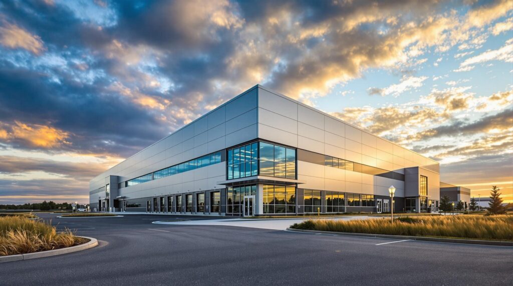 a distribution building listed as industrial real estate for sale