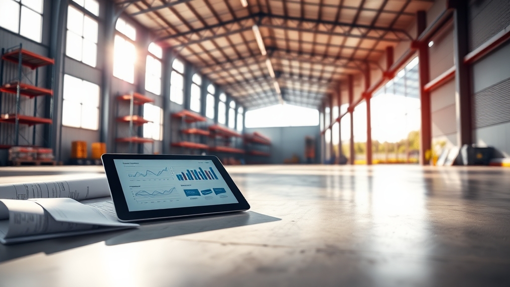 industrial property with a computer showing ways to underwrite an industrial property