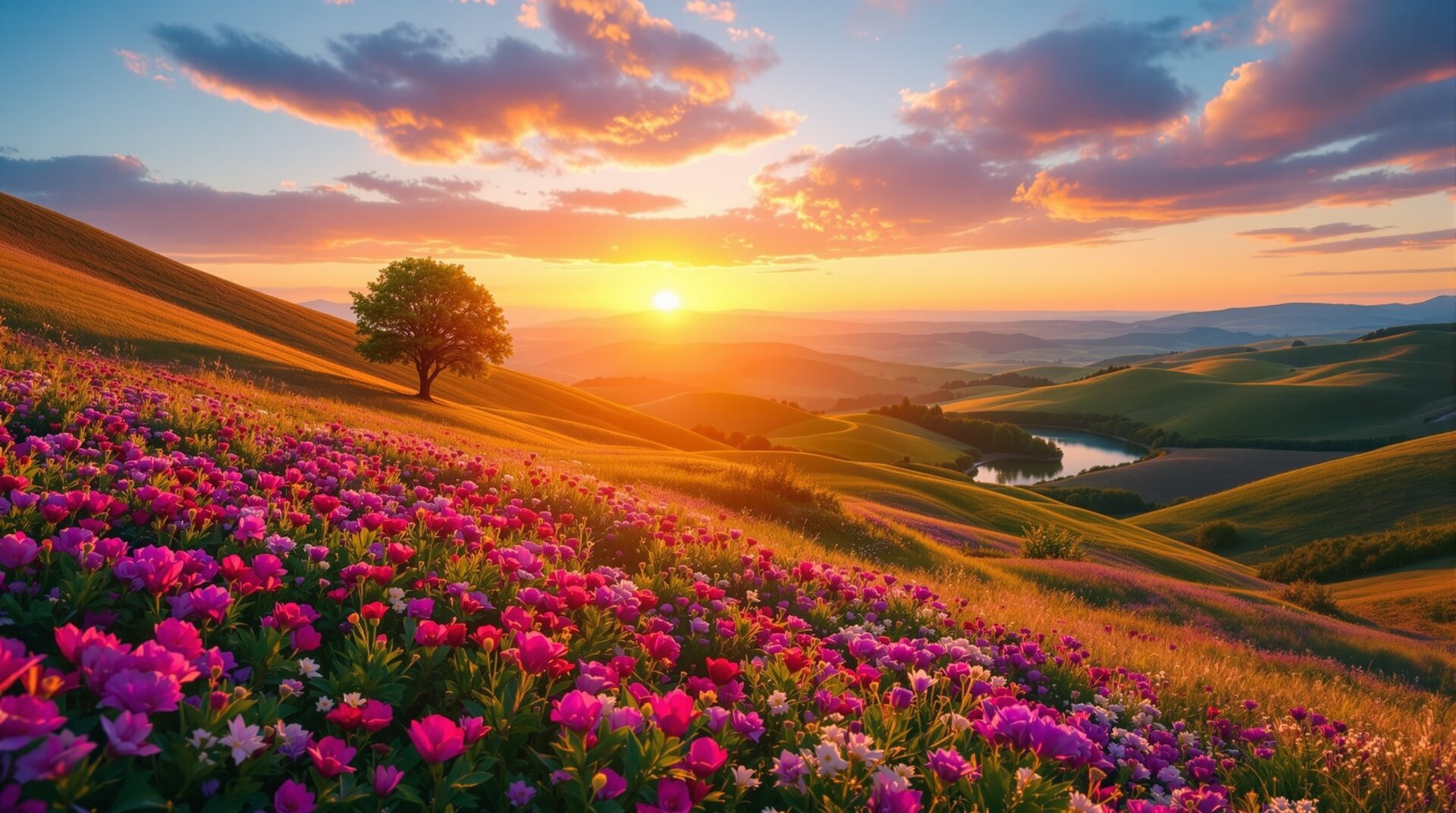 a beautiful field and countryside that represents the defeat of burnout