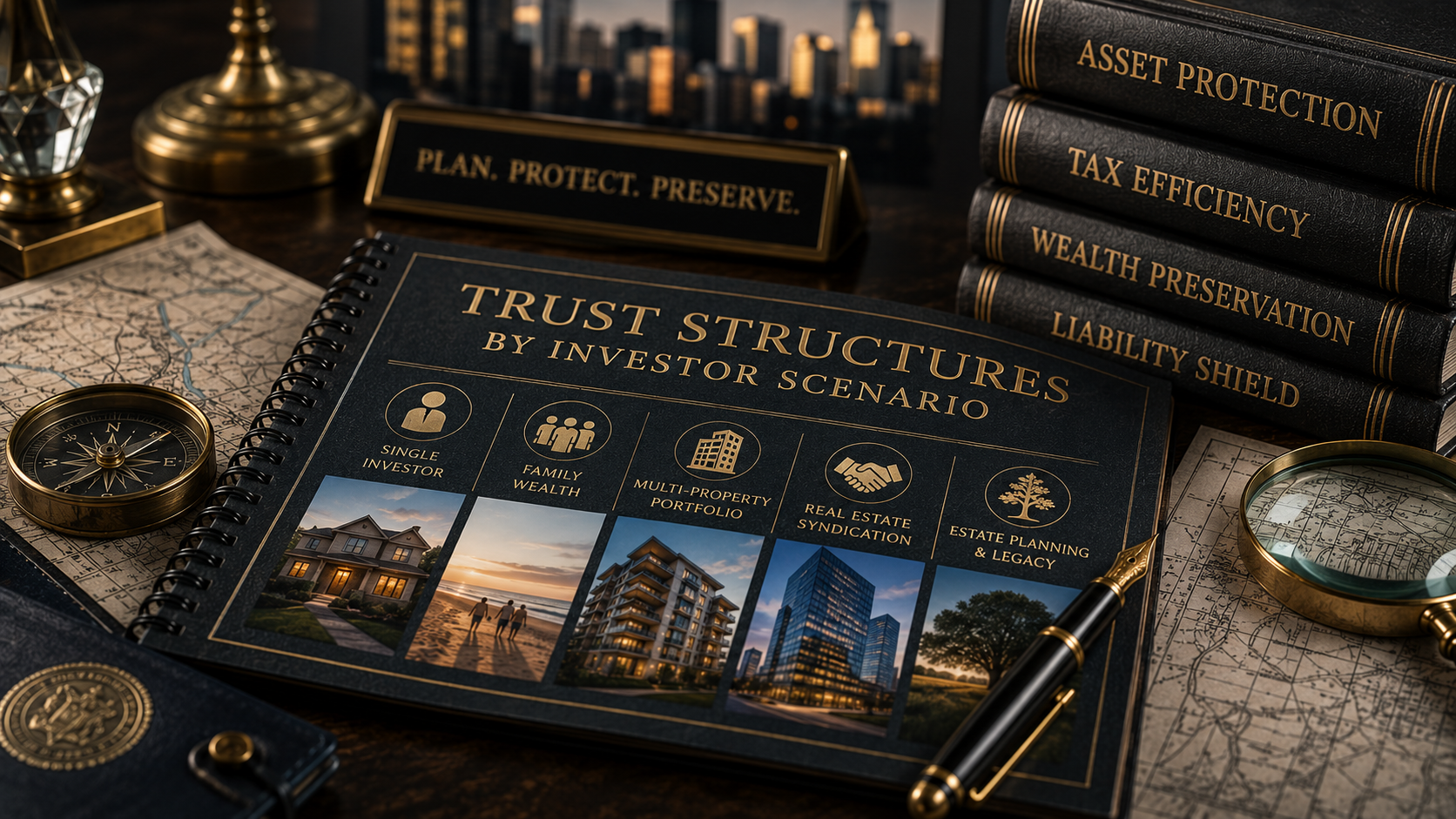Elegant financial planning desk setup