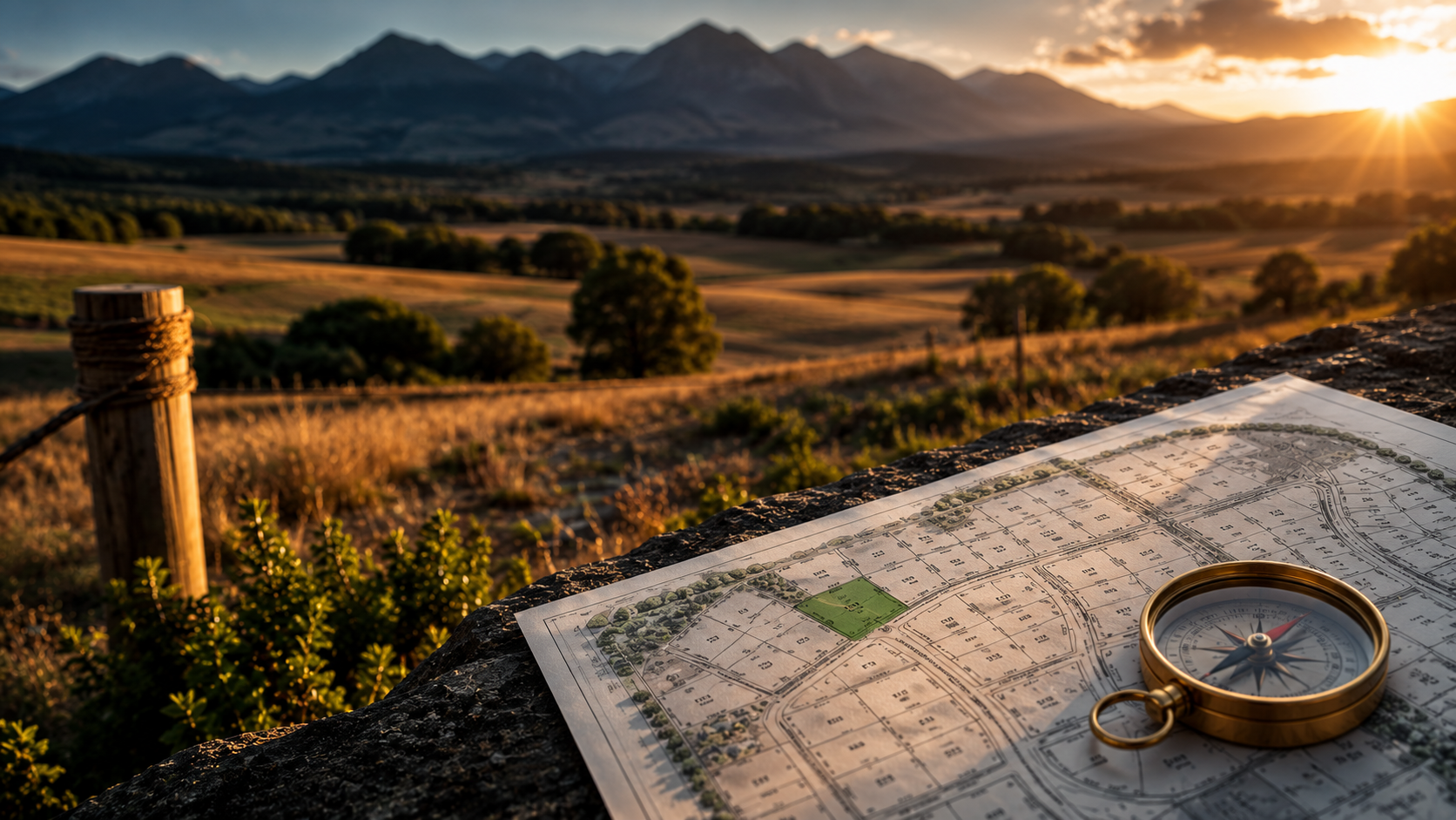 Surveying the countryside at sunset