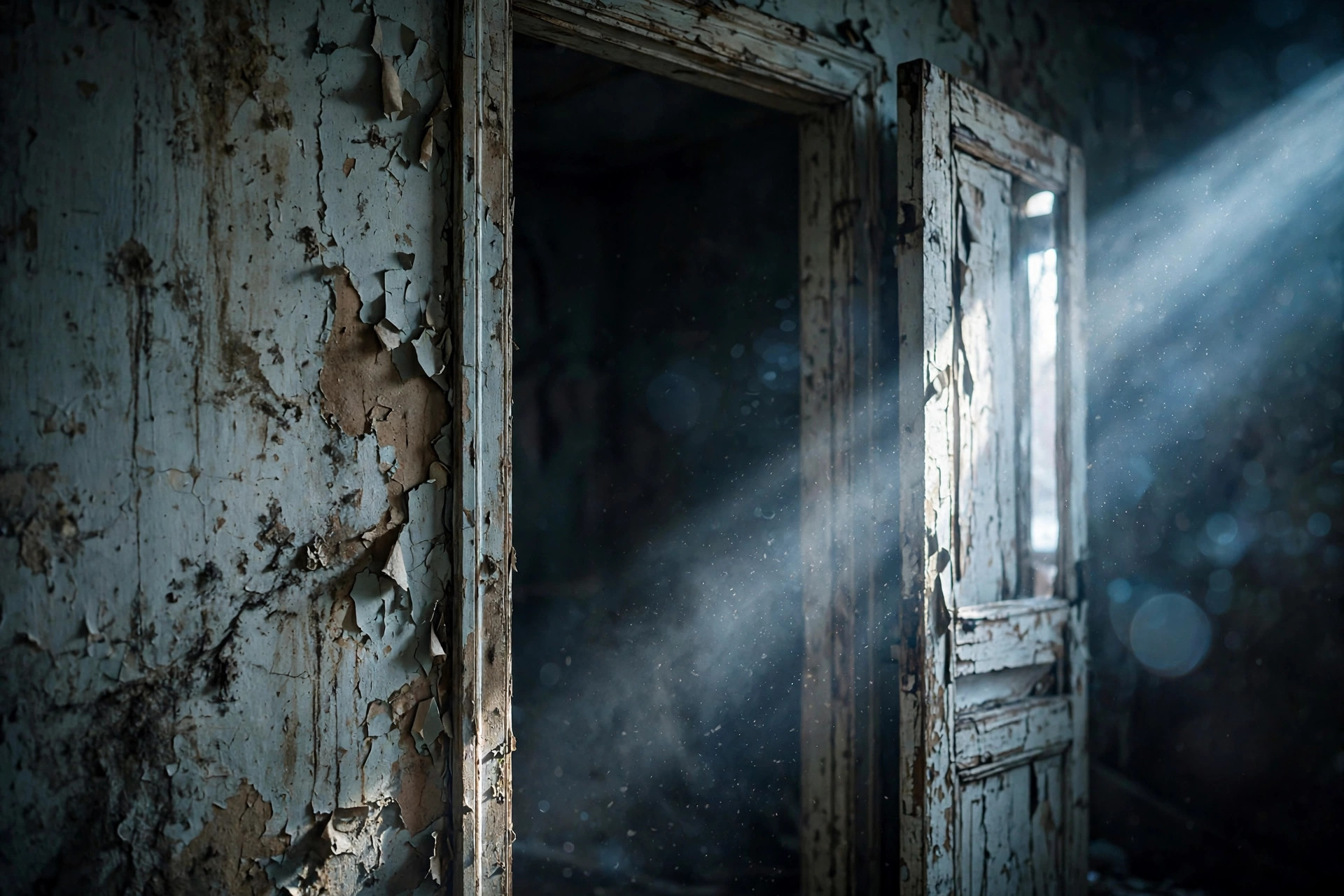 True Horrors of Real Estate Investing: The Squatter Who Wouldn't Die 3 A worn interior doorway of an old rental, one shaft of cold light