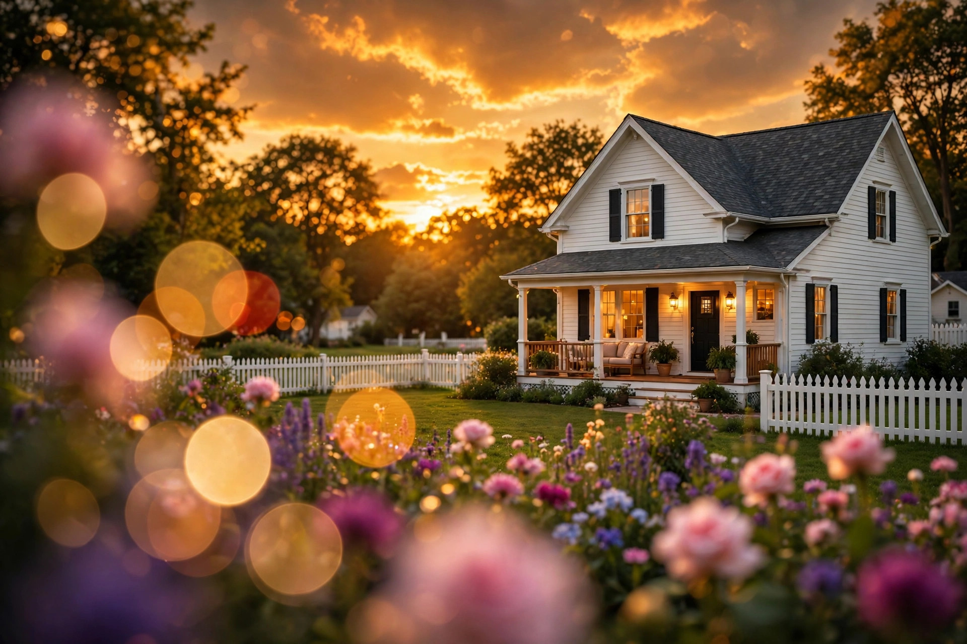 How the 2026 Election Season Could Reshape the U.S. Real Estate Market 1 A single American suburban home with a white picket fence at golden hour